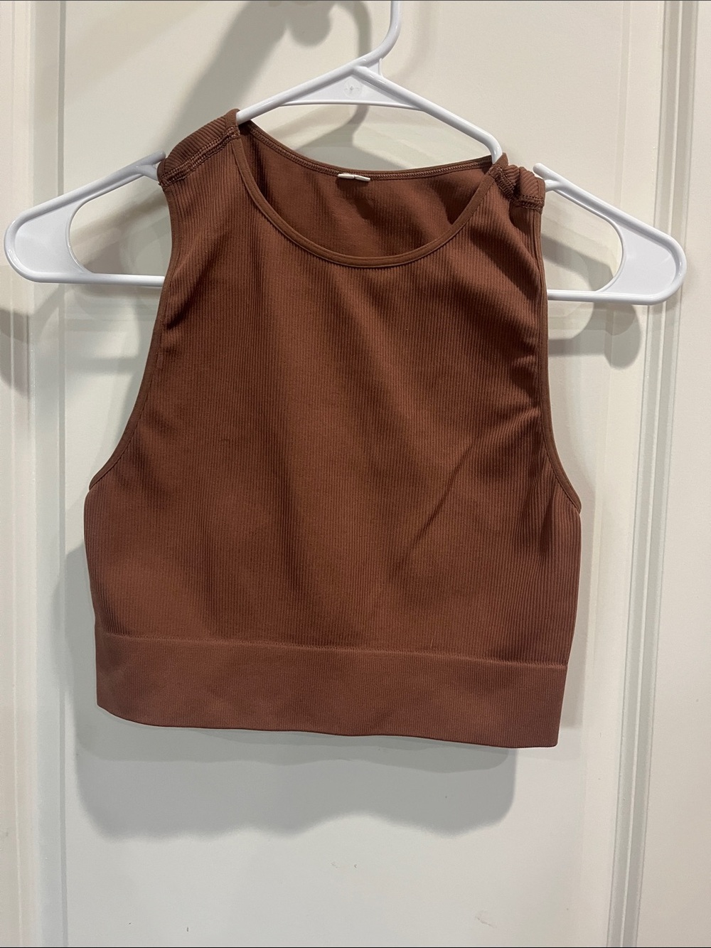 DSG Brown Ribbed Cropped Tank Top